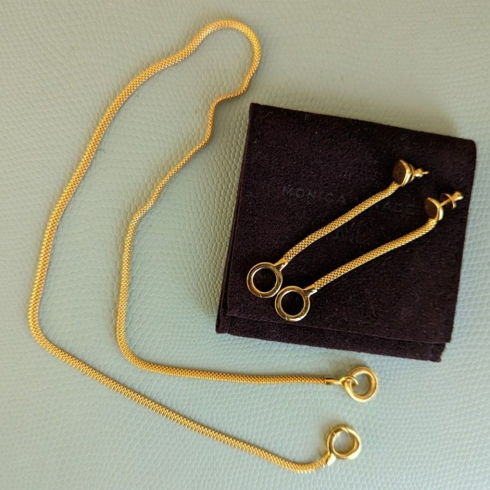 Doina Heirloom Lariat Necklace and Drop Earrings Set